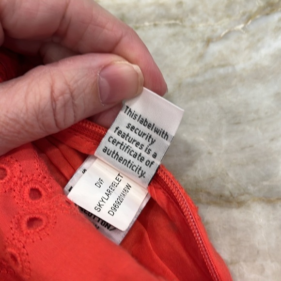 Diane von Furstenberg Skylar Coral Pink Eyelet Shirt Dress Size 6 - Picture 12 of 16